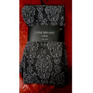 Lane Bryant Leggings Metallic Black Silver Damask Sparkle Shine Shimmer NEW C/D